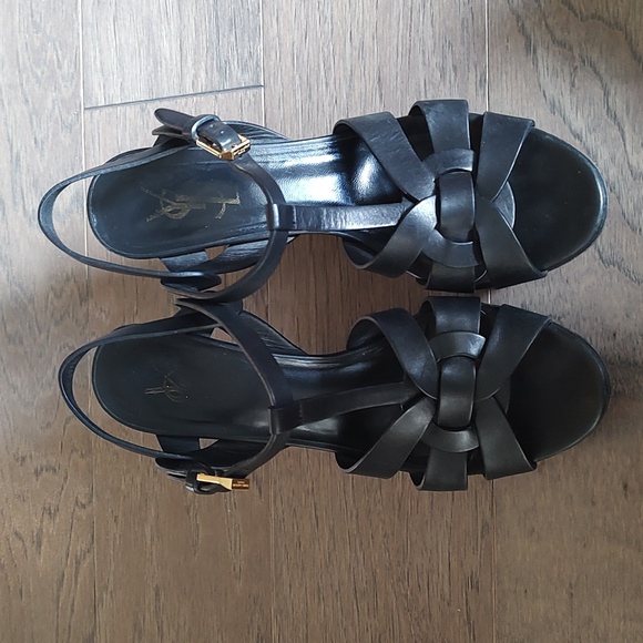 Yves Saint Laurent Tribute Leather Platform Sandal - Picture 1 of 14